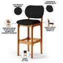 Ver imagem 4 de Kit 6 Banquetas Alta Bar Cozinha Sala Jantar Fixa Betta L02 Imbuia Linho Chumbo - Lyam Decor