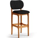 Ver imagem 3 de Kit 6 Banquetas Alta Bar Cozinha Sala Jantar Fixa Betta L02 Imbuia Linho Chumbo - Lyam Decor