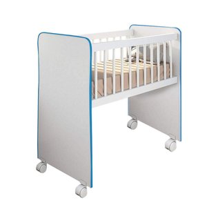 Mini Berço Moises com Rodízio e Colchão - D´rost - Branco/azul