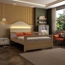 Ver imagem 5 de Cama Casal Juvenil Reversível LED com Rattan, Grade em Palitos Wave Casatema MadeiraOriginals