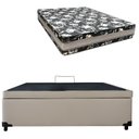 Ver imagem 2 de Cama Base Box Baú Casal Super Black Sintético Bege + Colchão Casal Super Black D33 28x138x188