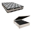 Ver imagem 1 de Cama Base Box Baú Casal Super Black Sintético Bege + Colchão Casal Super Black D33 28x138x188