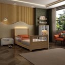 Ver imagem 6 de Cama Infantil Montessoriana Reversível LED Rattan e Grade de Proteção Wave Casatema MadeiraOriginals Bege/Marrom