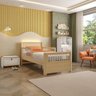 Cama Solteiro Wave Juvenil Reversível Led com Rattan, Grade de Proteção e Peseira Palito Casatema - 2