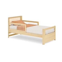 Cama Solteiro Wave Juvenil Reversível Led com Rattan, Grade de Proteção e Peseira Palito Casatema - 9