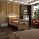 Ver imagem 5 de Cama Infantil Montessoriana Reversível LED Rattan e Grade de Proteção Wave Casatema MadeiraOriginals Bege/Marrom