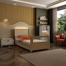 Cama Solteiro Wave Juvenil Reversível Led com Rattan, Grade de Proteção e Peseira Palito Casatema - 6