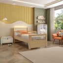 Ver imagem 2 de Cama Infantil Montessoriana Reversível LED Rattan e Grade de Proteção Wave Casatema MadeiraOriginals Bege/Marrom