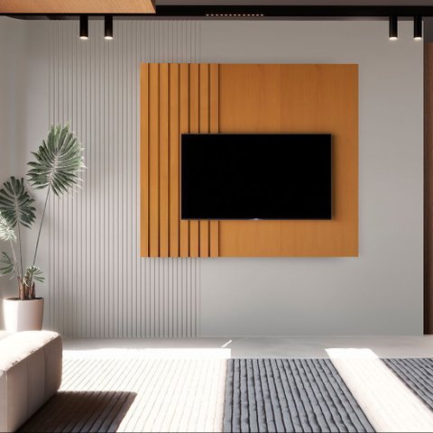 Painel para TV Sala de Estar Quarto Boto 140cm MDF Home Theater Moderno Just Time