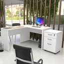 Ver imagem 2 de Escrivaninha Mesa Escritório em L com Gaveteiro com Chave 120CMX150CM 150cm