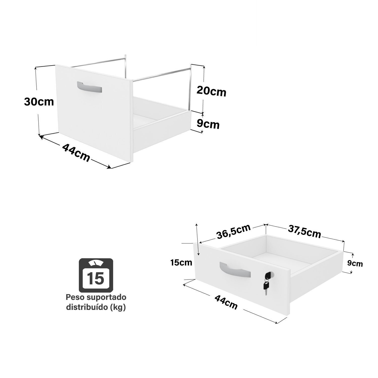 Escrivaninha em L com Gaveteiro 3 Gavetas com Chave 120cmx150cm - 7