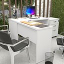 Ver imagem 3 de Escrivaninha Mesa Escritório em L com Gaveteiro 3 Gavetas com Chave 120cmx150cm