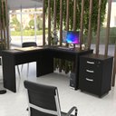 Ver imagem 2 de Escrivaninha Mesa Escritório em L com Gaveteiro com Chave 120CMX150CM 150cm