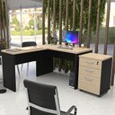 Ver imagem 2 de Escrivaninha Mesa Escritório em L com Gaveteiro com Chave 120CMX150CM 150cm