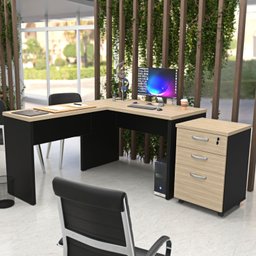 Escrivaninha Mesa Escritório em L com Gaveteiro com Chave 120CMX150CM 150cm - 2 Escrivaninha Mesa Escritório em L com Gaveteiro com Chave 120CMX150CM 150cm - 2