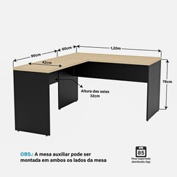 Escrivaninha Mesa Escritório em L com Gaveteiro com Chave 120CMX150CM 150cm - 5 Escrivaninha Mesa Escritório em L com Gaveteiro com Chave 120CMX150CM 150cm - 5