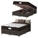 Ver imagem 1 de Cama Box Baú Colchão Casal Queen Probel Molas Granville 158x69cm Marrom/branco Marrom
