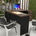 Ver imagem 3 de Escrivaninha Mesa Escritório em L com Gaveteiro com Chave 120CMX150CM 150cm