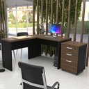 Ver imagem 2 de Escrivaninha Mesa Escritório em L com Gaveteiro com Chave 120cmx150cm 150cm