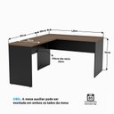 Ver imagem 5 de Escrivaninha Mesa Escritório em L com Gaveteiro 3 Gavetas com Chave 120cmx150cm