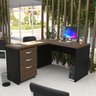 Escrivaninha Mesa Escritório em L com Gaveteiro com Chave 120cmx150cm 150cm - 1