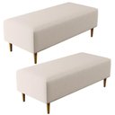 Ver imagem 1 de Kit 02 Puffs Bali W01 Pés Palito 120x50 Cm Linho Cru