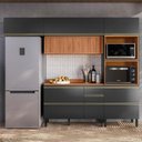 Ver imagem 2 de Cozinha Modulada Proença 4 Peças com Aéreo 120cm Ripado Nogueira Touch-carbono Prime Tx - Demart