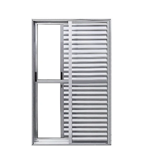 Porta Balcão 3 Folhas (1 Fixa) Alumínio Brilhante com Trinco Vidro Liso - Linha Resistence - 210cm -
