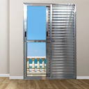 Ver imagem 3 de Porta Balcão 3 Folhas (1 Fixa) Alumínio Brilhante com Trinco Vidro Liso - Linha Resistence - 210cm -