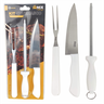 Kit Churrasqueiro Faca de Corte Churrasco Garfo Trinchante Chaira Afiador Aço Inox Cabo Branco - 9