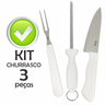 Kit Churrasqueiro Faca de Corte Churrasco Garfo Trinchante Chaira Afiador Aço Inox Cabo Branco - 8