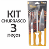 Kit Churrasqueiro Faca de Corte Churrasco Garfo Trinchante Chaira Afiador Aço Inox Cabo Branco - 7