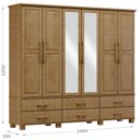 Ver imagem 4 de Guarda-Roupa Bipartido 6 Portas 6 Gavetas 100% Madeira Maciça Linha Ouro Marrom/Freijó