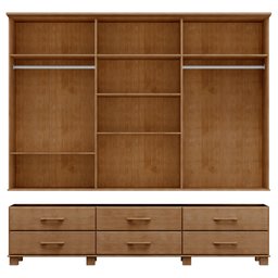 Guarda-Roupa Bipartido 6 Portas 6 Gavetas 100% Madeira Maciça Linha Ouro - 5