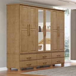 Guarda-Roupa Bipartido 6 Portas 6 Gavetas 100% Madeira Maciça Linha Ouro - 2