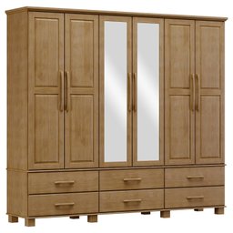 Guarda-Roupa Bipartido 6 Portas 6 Gavetas em Madeira Maciça Linha Ouro  - 4
