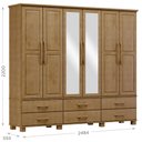 Ver imagem 4 de Guarda-Roupa Bipartido 6 Portas 6 Gavetas 100% Madeira Maciça Linha Ouro