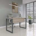 Ver imagem 1 de Mesa Madeira M134/60P25TUB 134cm Industrial Nogueira e Grafito Cinza