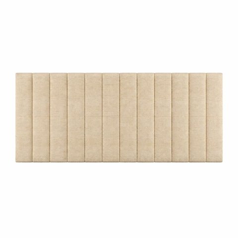Cabeceira Cama Casal Queen Estofada Gomos 170cm X 121cm Linho Veludo Cor:linho Philips Palha