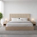 Ver imagem 2 de Cabeceira Cama Casal Queen Estofada Gomos 170cm X 121cm Linho Veludo Cor:linho Philips Palha
