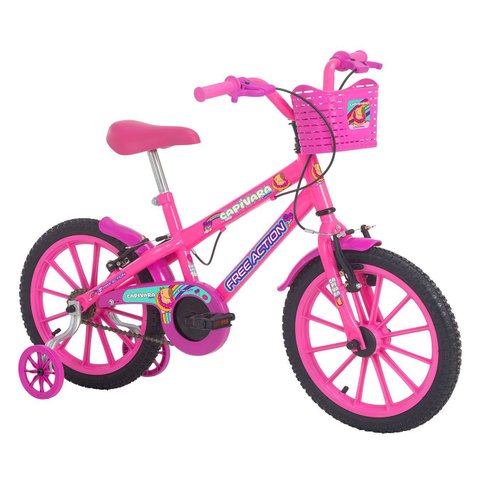 Bicicleta Infantil Aro 16 Nylon + Kit Proteção Pink e Rosa