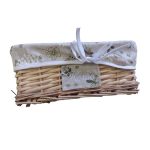 Cesta com Tecido Retangular 32 X 22 X 13CM Bege Primavera Mundiart DC0007M