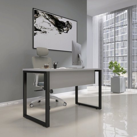 Mesa de Madeira X M134/60 134cm Industrial Cinza e Preto