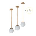 Ver imagem 1 de Kit 3 Pendente Dourado Quarto Cabeceira de Cama Bancada +Led Arevo Iluminação Jabuticaba VIDRO LEITO