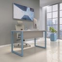 Ver imagem 1 de Mesa Madeira M134/60P25TUB 134cm Industrial Cinza e Azul