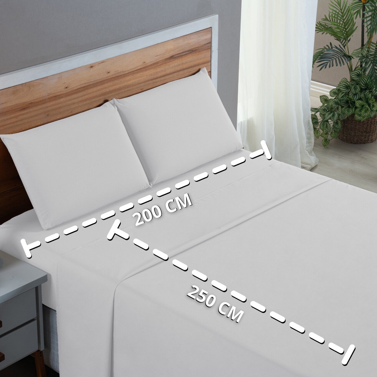 Kit Jogo Cama Casal 4 Peças 100% Algodão Percal 200 Fios Lençol com Elástico:branco - 6