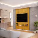 Ver imagem 1 de Painel Ripado para Tv 65 Polegadas 1833x2400 com Prateleira Trento Cedro - Dj Móveis