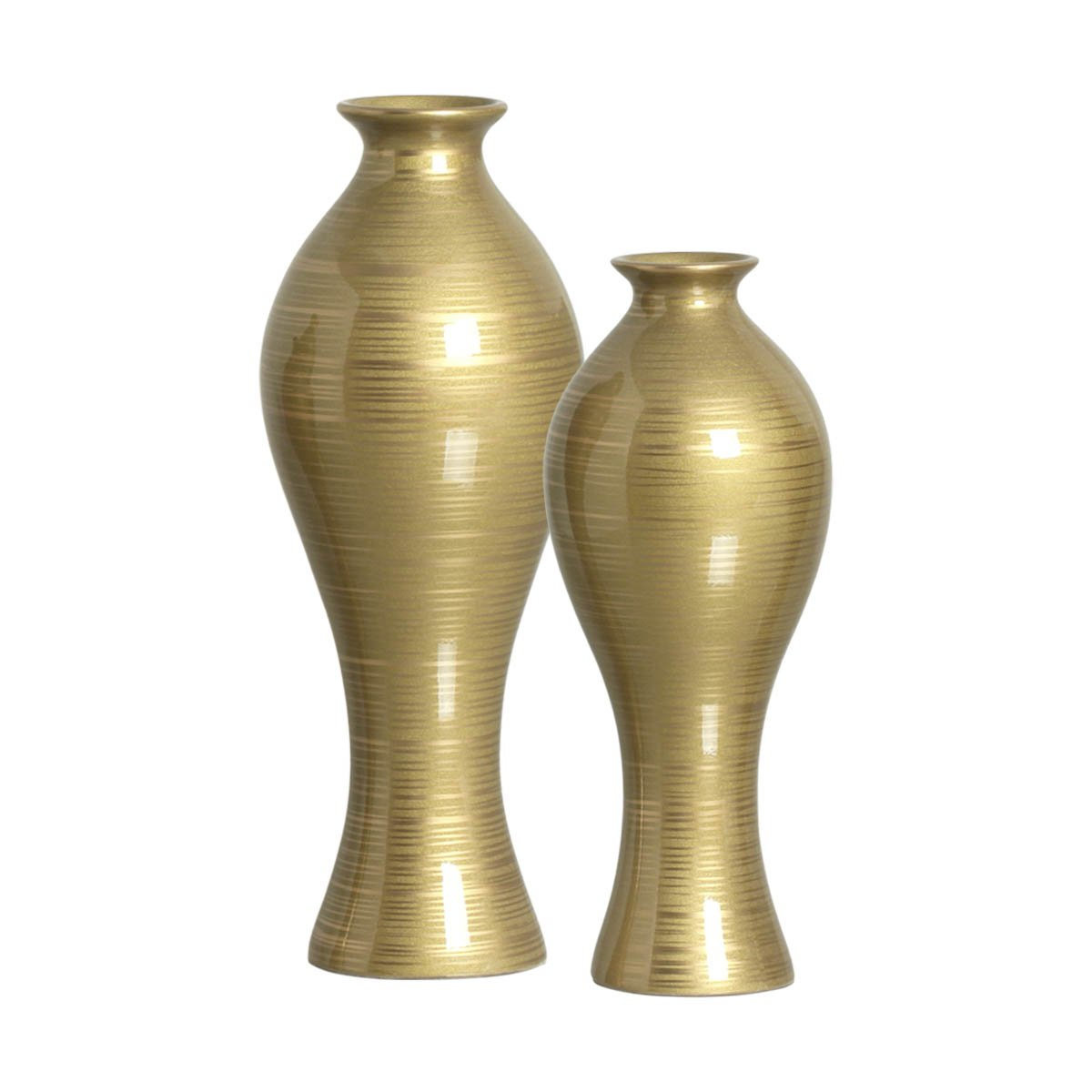 Dupla de Vasos de Cerâmica Califórnia G e M Dourado Ventura