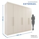 Ver imagem 4 de Guarda-Roupa Casal Casal 6 Portas 3 Gavetas Roma Espresso Móveis Branco/Off Arenas