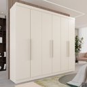 Ver imagem 1 de Guarda-Roupa Casal Casal 6 Portas 3 Gavetas Roma Espresso Móveis Branco/Off Arenas